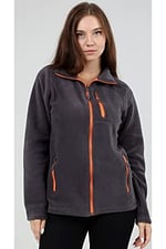 GENIUS STORE Kadın Polar Tam Fermuarlı Outdoor 3 Cepli Spor Polar Ceket (FÜME / S)