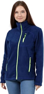 GENIUS STORE Kadın Polar Tam Fermuarlı Outdoor 3 Cepli Spor Polar Ceket (İNDİGO/S)