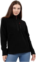 GENIUS STORE Kadın Polar Yarım Fermuarlı Outdoor Cepli Spor Polar