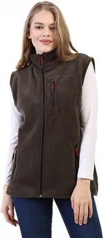 GENIUS STORE Kadın Polar Yelek Tam Fermuarlı Outdoor Spor Yelek 3Cepli