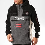 Geographical Norway Erkek Polar Kapüşonlu Sweatshirt Fermuarlı Yaka Riakolo, gri, L