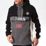 Geographical Norway Erkek Polar Kapüşonlu Sweatshirt Fermuarlı Yaka Riakolo, gri, L
