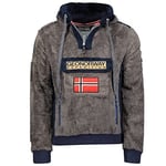 Geographical Norway Gymclass Sherco Men - Kapüşonlu Sweatshirt ve Kanguru Çanta Erkekler için Logo Sweatshirt - Erkekler için - Sweat Shirt Hoody uzun kollu, koyu gri, XXL XXL