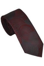 Geometrik Desen Bordo Mendilli Kravat
