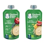 Gerber Organic Yulaflı Elma ve Yaban Mersini Püre 8x110g​ ve Gerber Organik Yulaflı Elma ve Mango Püresi 8x110g