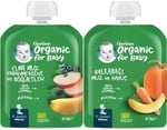 Gerber Organik Muz Yabanmersini Böğürtlen ve Elma Püresi 90 g x 7 ve Gerber Organik Muz Havuç ve Balkabağı Püresi 90 g x 7