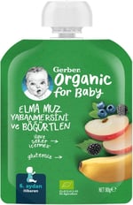 Gerber Organik Muz Yabanmersini Böğürtlen ve Elma Püresi 90 g