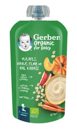 Gerber Organik Yulaflı Elma, Havuç ve Balkabaklı Püre 110g - Seçenekler: Armut, Armut Elma ve Muz, Elma, Elma ve Mango...
