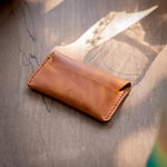 Gerçek Deri Kartlık Cüzdan, Pratik Deri Kartlık, Bol Kart Kapasiteli, Kart ve Kağıt Para, Minimalist Kartlık (Camel)