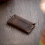 Gerçek Deri Kartlık Cüzdan, Pratik Deri Kartlık, Bol Kart Kapasiteli, Kart ve Kağıt Para, Minimalist Kartlık (Taba - Açık Kahverengi)