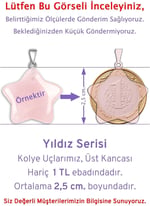 Gerçek Pembe Kuvars Doğal Taşı Yıldız Model Zincirli Kolye Ucu Pembe