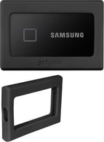 getgear Samsung T7, T7 Touch Taşınabilir SSD için Silikon Tampon - 1 TB, 2 TB, 500 GB, USB 3.2, Güçlü Darbe Emici, Kaymaya Dayanıklı - Siyah (Siyah)