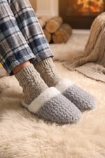 Gezer Kışlık Içi Peluşlu Kadın Ev Bahçe Terlik GT2KZE.14739.01, Gri, 39
