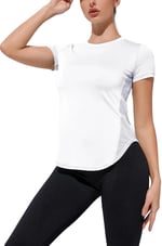 Ghassy Co. Kadın Dry Fit Running Yoga Hızlı Kuruma Nem Emici Yanları Fileli Hava Alabilen Spor T-shirt