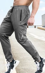 Ghassy Co. Erkek Run Ultra Hafif Egzersiz Aktif Joggers Spor Dar Paça Eşofman Altı FÜME XL