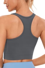 Ghassy Co. Kadın Racerback Running Yoga Egzersiz Fitness Spor Sütyen CRS004 FÜME S
