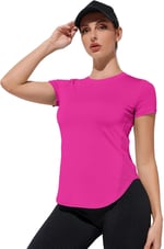 Ghassy Co. Kadın Dry Fit Running Yoga Hızlı Kuruma Nem Emici Yanları Fileli Hava Alabilen Spor T-shirt