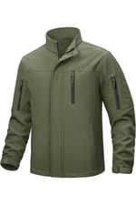 Ghassy Co. Erkek İçi Polarlı Dik Yaka Su ve Rüzgar Geçirmez Softshell Mont HAKİ M
