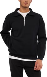 Ghassy Co. Erkek Polo Yaka Oversize Yarım Fermuarlı Sweatshirt