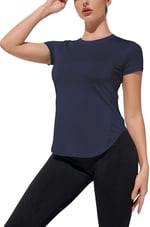 Ghassy Co. Kadın Dry Fit Running Yoga Hızlı Kuruma Nem Emici Yanları Fileli Hava Alabilen Spor T-shirt