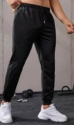 Ghassy Co. Erkek Dar Paça Running Hafif Koşucu Fitness Gym Athletic Dalgıç Kumaş Spor Eşofman Altı SİYAH L
