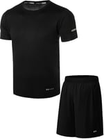 Ghassy Co. Erkek 2'li Set Nem Emici Koşu Egzersiz Şort T-shirt Takım
