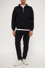 Ghassy Co. Erkek Polo Yaka Oversize Yarım Fermuarlı Sweatshirt