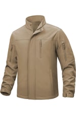 Ghassy Co. Erkek İçi Polarlı Dik Yaka Su ve Rüzgar Geçirmez Softshell Mont BEJ M