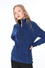 Ghassy Co. KADIN TAM FERMUARLI POLAR CEKET MAVİ L