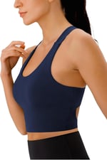 Ghassy Co. Kadın Çarpraz Sırt Detaylı Kaplı Yoga Egzersiz Fitness Spor Sütyeni CRS001 LACİVERT L