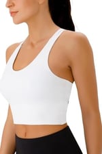 Ghassy Co. Kadın Çarpraz Sırt Detaylı Kaplı Yoga Egzersiz Fitness Spor Sütyeni CRS001 BEYAZ XS