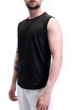 Ghassy Co. Erkek Nem Emici Hızlı Kuruma Atletik Teknik Performans Sporcu Sıfır Kol T-Shirt Gym 108