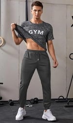 Ghassy Co. Erkek Dar Paça Running Hafif Koşucu Fitness Gym Athletic Dalgıç Kumaş Spor Eşofman Altı FÜME S