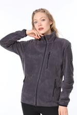 Ghassy Co. KADIN TAM FERMUARLI POLAR CEKET FÜME(KOYU GRİ) XXL