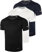 Ghassy Co. Erkek 3'Lü Paket Dry Fit Siyah Lacivert Beyaz Atletik Nem Emici Günlük Tshirt