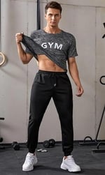 Ghassy Co. Erkek Dar Paça Running Hafif Koşucu Fitness Gym Athletic Dalgıç Kumaş Spor Eşofman Altı SİYAH XL