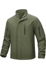 Ghassy Co. Erkek İçi Polarlı Dik Yaka Su ve Rüzgar Geçirmez Softshell Mont HAKİ L