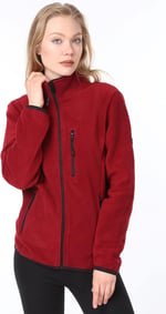 Ghassy Co. KADIN TAM FERMUARLI POLAR CEKET BORDO M