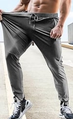 Ghassy Co. Erkek Run Ultra Hafif Egzersiz Aktif Joggers Spor Dar Paça Eşofman Altı FÜME XL