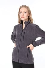 Ghassy Co. KADIN TAM FERMUARLI POLAR CEKET FÜME(KOYU GRİ) XXL