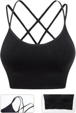 Ghassy Co. Kadın Cross Back Yoga Egzersiz Fitness Spor Sütyeni CRS003 SİYAH M
