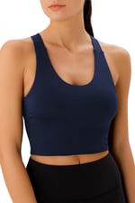 Ghassy Co. Kadın Çarpraz Sırt Detaylı Kaplı Yoga Egzersiz Fitness Spor Sütyeni CRS001 LACİVERT S