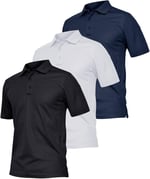 Ghassy Co. Erkek 3'lü Set Taktik Polo Yaka Gömlek Hızlı Kuruma Nem Emici Pique Jersey Golf T-shir