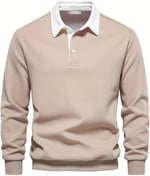 Ghassy Co. Erkek Retro Renk Bloklu Pamuklu Gömlek Yaka Sweatshirt