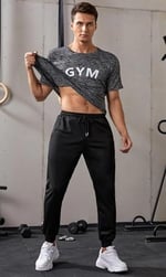 Ghassy Co. Erkek Dar Paça Running Hafif Koşucu Fitness Gym Athletic Dalgıç Kumaş Spor Eşofman Altı SİYAH XXL