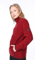 Ghassy Co. KADIN TAM FERMUARLI POLAR CEKET BORDO M