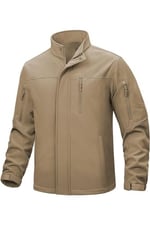 Ghassy Co. Erkek İçi Polarlı Dik Yaka Su ve Rüzgar Geçirmez Softshell Mont BEJ S