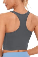 Ghassy Co. Kadın Racerback Running Yoga Egzersiz Fitness Spor Sütyen CRS004 FÜME S