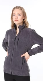 Ghassy Co. KADIN TAM FERMUARLI POLAR CEKET FÜME(KOYU GRİ) XXL