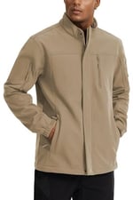 Ghassy Co. Erkek İçi Polarlı Dik Yaka Su ve Rüzgar Geçirmez Softshell Mont BEJ M